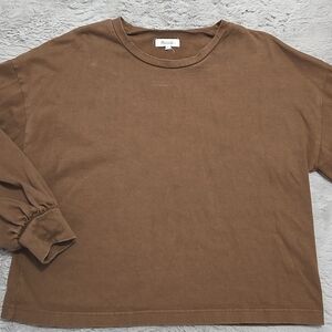 Madewell brown heavyweight cotton ballon longsleeves Cropped